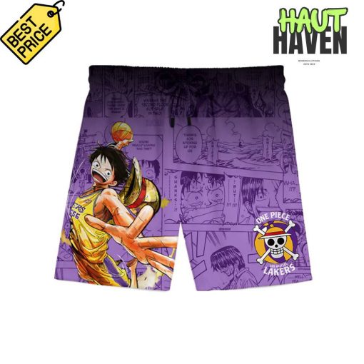 Los Angeles Lakers x One Piece Game Night Collab Personalized Purple Jersey Shorts