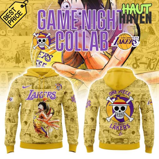 Los Angeles Lakers x One Piece Game Night Collab Yellow Hoodie