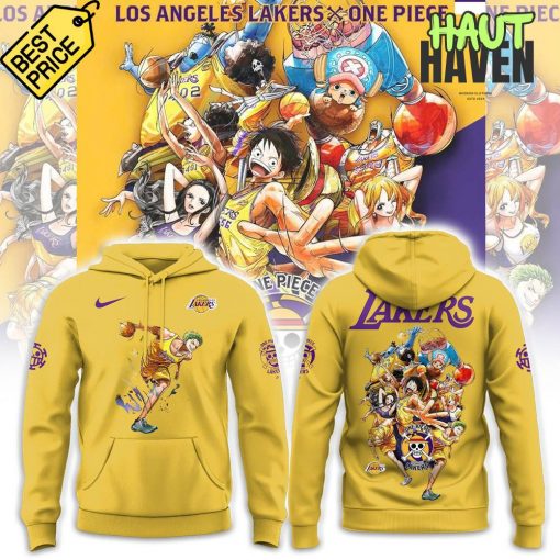 Los Angeles Lakers x One Piece Zoro Special Yellow Hoodie