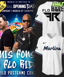 Miami Marlins Luis Fonsi and Flo Rida Special White Jersey