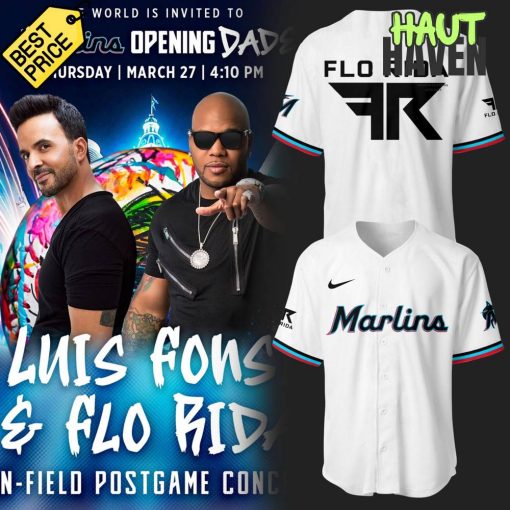 Miami Marlins Luis Fonsi and Flo Rida Special White Jersey