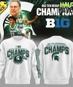 Michigan State Spartans Basketball Big 10 Champions White Sweatshirt