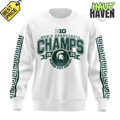 Michigan State Spartans Basketball Big 10 Champions White Sweatshirt