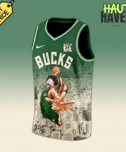 Milwaukee Bucks x Luffy One Piece the Straw Hat Pirates Special Basketball Jersey 2