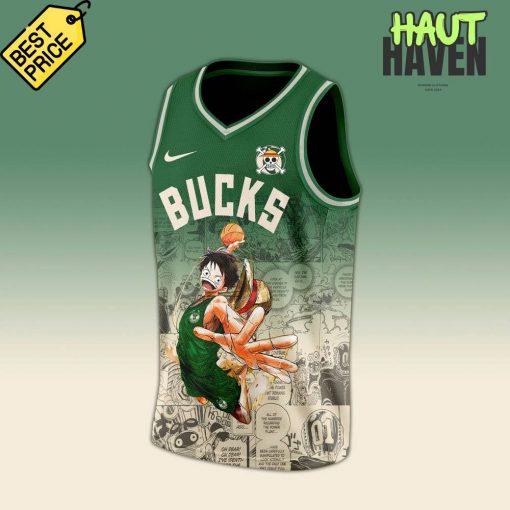 Milwaukee Bucks x Luffy One Piece the Straw Hat Pirates Special Basketball Jersey