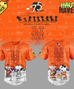 New York Mets 75th Anniversary of Peanuts Special Orange Baseball Jersey