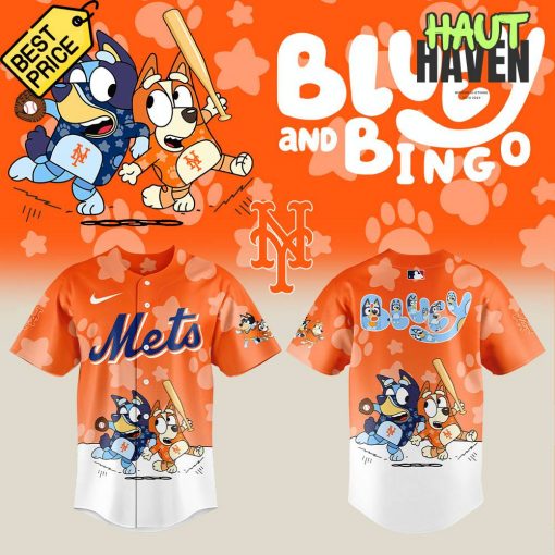 New York Mets x Bluey and Bingo Special Orange Baseball Jersey