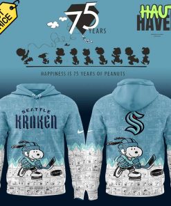 Seattle Kraken 75 Years Anniversary of Peanuts Special New Hoodie