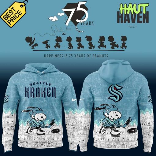 Seattle Kraken 75 Years Anniversary of Peanuts Special New Hoodie