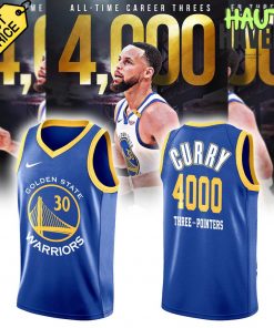 Stephen Curry Golden State Warriors 4000 Threes Pointers And Counting Basketball Jersey