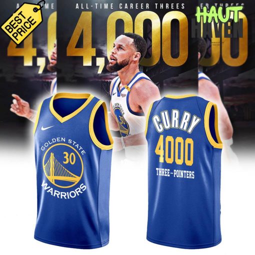 Stephen Curry Golden State Warriors 4000 Threes Pointers And Counting Basketball Jersey