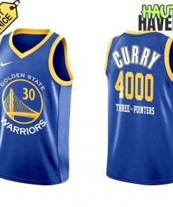 Stephen Curry Golden State Warriors 4000 Threes Pointers And Counting Basketball Jersey