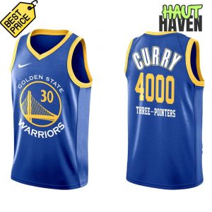 Stephen Curry Golden State Warriors 4000 Threes Pointers And Counting Basketball Jersey