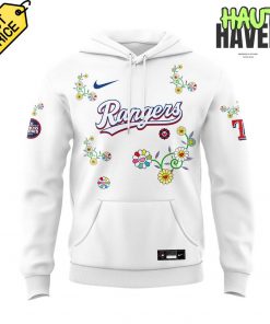 Texas Rangers Takashi Murakami x MLB World Tour Tokyo Series White Flower Hoodie