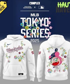 Washington Nationals Takashi Murakami x MLB World Tour Tokyo Series Whrite Flower Hoodie 1