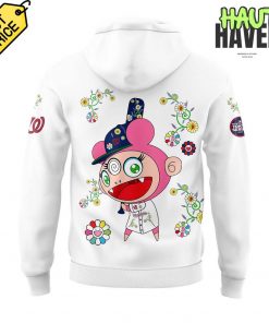 Washington Nationals Takashi Murakami x MLB World Tour Tokyo Series Whrite Flower Hoodie 3