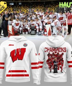 Wisconsin Badgers WCHA Final Faceoff Champions Special White Hoodie