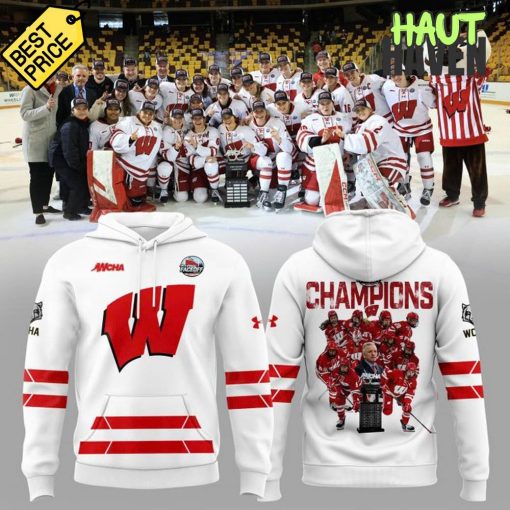 Wisconsin Badgers WCHA Final Faceoff Champions Special White Hoodie