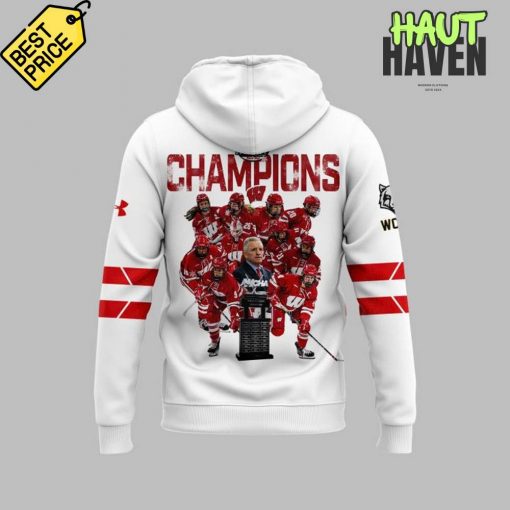 Wisconsin Badgers WCHA Final Faceoff Champions Special White Hoodie