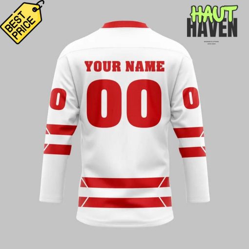 Wisconsin Badgers WCHA Final Faceoff Champions White Hockey Jersey